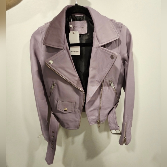Bolongaro Trevor leather jacket in lilac - Picture 4 of 7